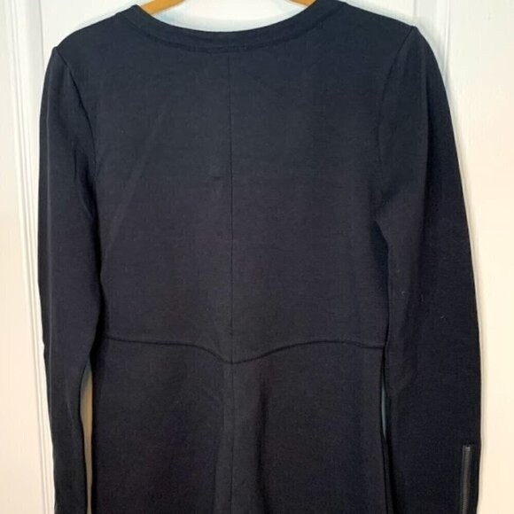 Athleta Celebration Ponte Cotton Athleisure Sporty V Neck Black Casual Dress - Picture 9 of 10